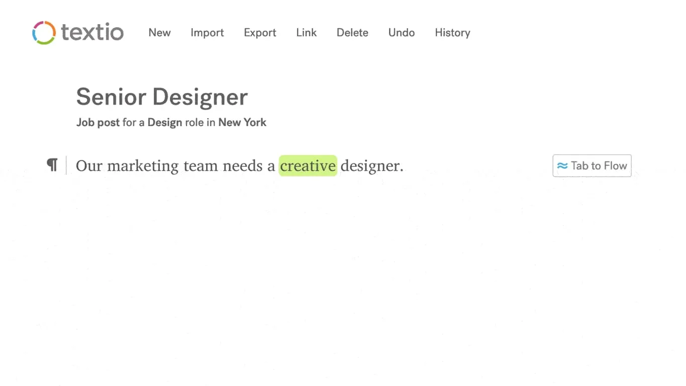 Textio Flow user interface