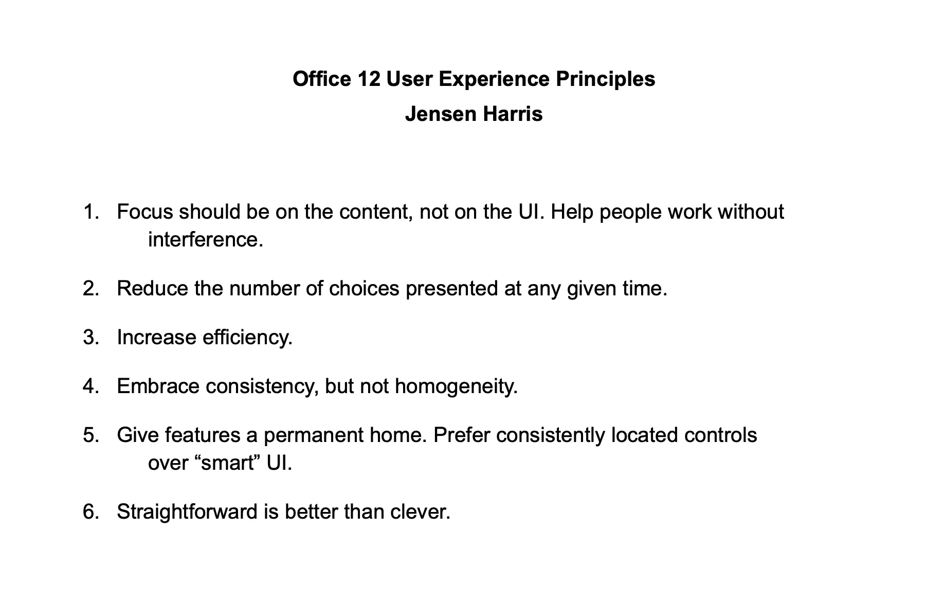 Office 2007 user experience principles document