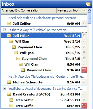 Outlook conversation view