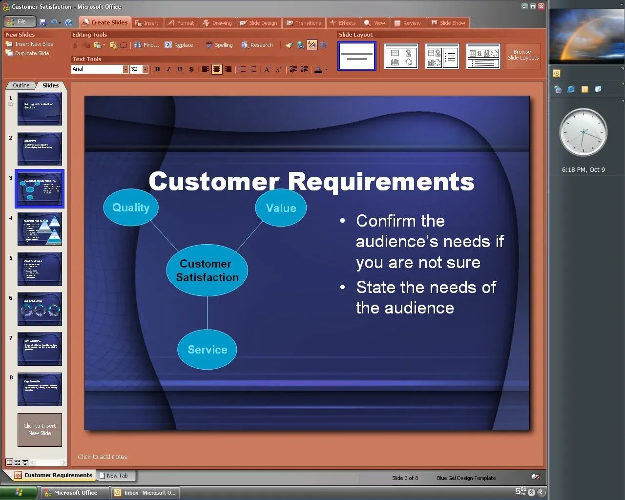 An early design exploration of the Ribbon for creating slides