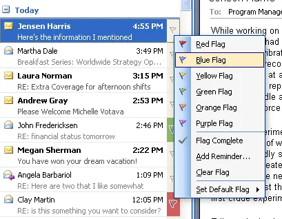 Flag for Follow Up menu