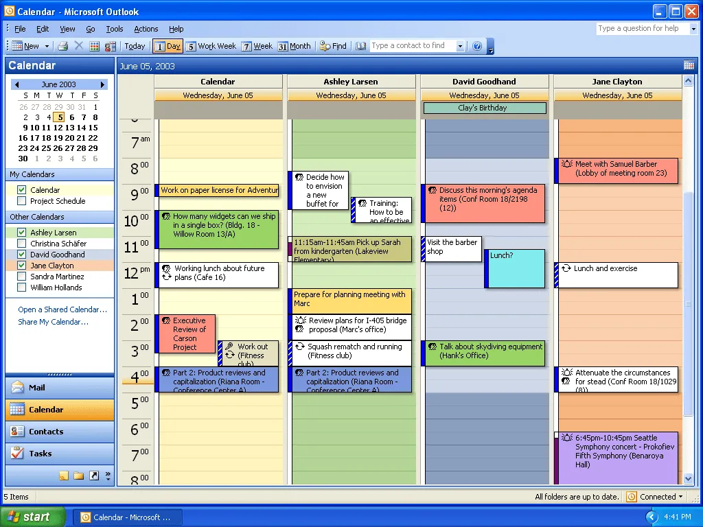 Outlook Calendar view